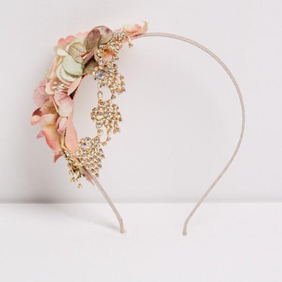 Wreath Bridal Crystal Jeweled Boho Flower Headband Floral Crown Garland Wedding - Picture 2 of 4